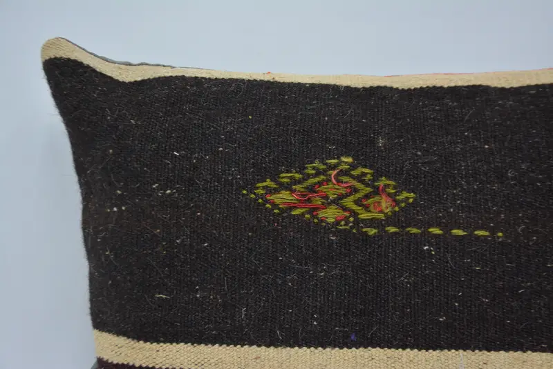 Pillow, Vintage Kilim Pillow, 20x28 Brown Cushion, Interior Designer Pillow, Turkish Pillow, Handmade Throw Cushion, Garden Pillow Cover - 2