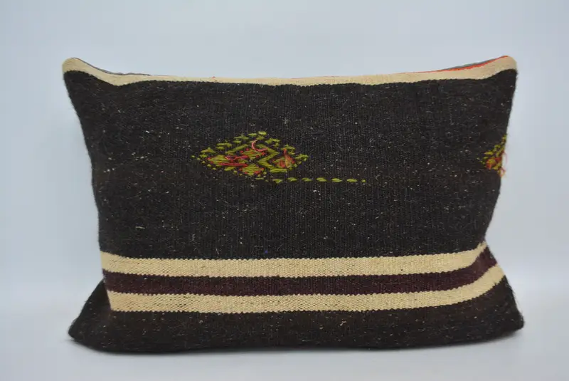 Pillow, Vintage Kilim Pillow, 20x28 Brown Cushion, Interior Designer Pillow, Turkish Pillow, Handmade Throw Cushion, Garden Pillow Cover - 1