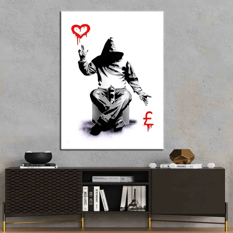 Banksy Love Or Money, Canvas Wall Art, Bansky Wall Decor, Bansky Art, Graffiti Wall Art, Bedroom Wall Art, Boy Room Wall Art, Man Cave Decor - 3