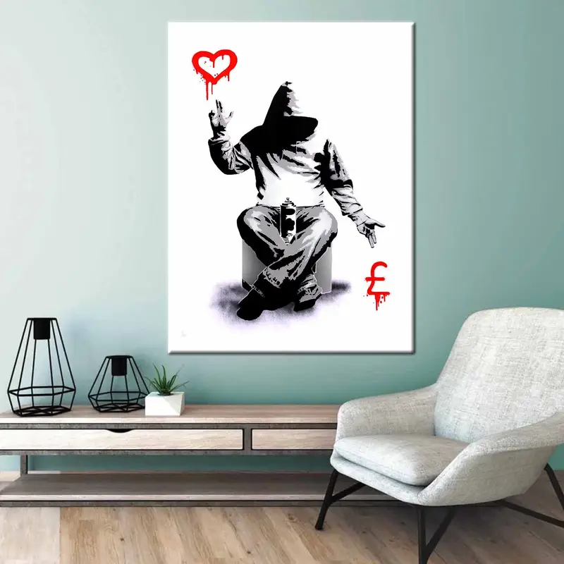 Banksy Love Or Money, Canvas Wall Art, Bansky Wall Decor, Bansky Art, Graffiti Wall Art, Bedroom Wall Art, Boy Room Wall Art, Man Cave Decor - 5
