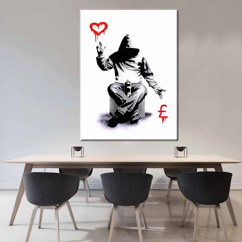 Banksy Love Or Money, Canvas Wall Art, Bansky Wall Decor, Bansky Art, Graffiti Wall Art, Bedroom Wall Art, Boy Room Wall Art, Man Cave Decor - 4