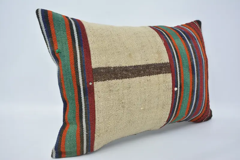 Muted Cushion Cover, 16x24 Beige Cushion, Retro Throw Cushion Cover, Handmade Kilim Cushion, Vintage Pillow, Boho Pillow Sham Cover, Cushion Cover - 3