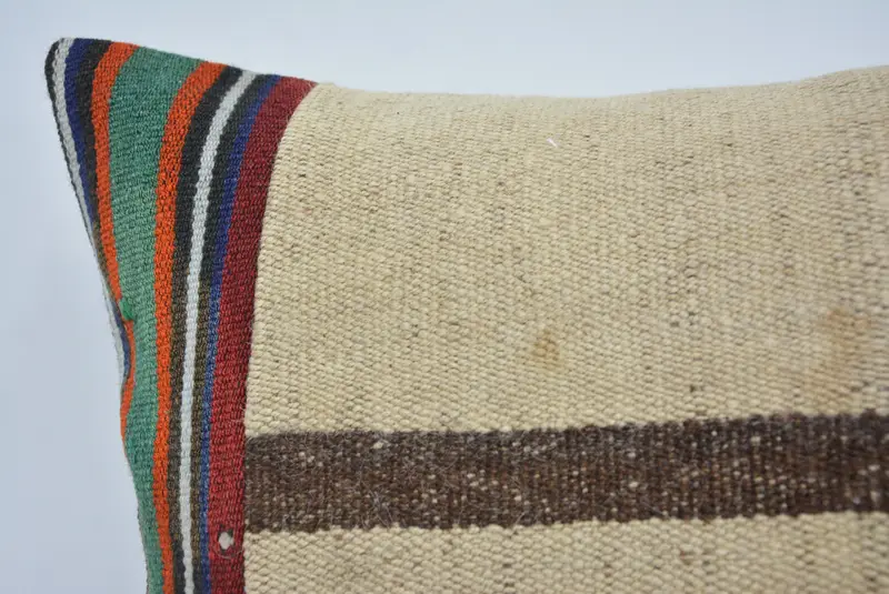Muted Cushion Cover, 16x24 Beige Cushion, Retro Throw Cushion Cover, Handmade Kilim Cushion, Vintage Pillow, Boho Pillow Sham Cover, Cushion Cover - 2