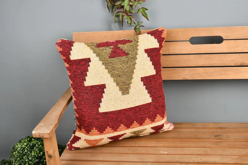20x20 Red Pillow Case, Pillow for Couch, Outdoor Bolster Pillow, Cushion Cover, Boho Pillow, Boho Pillow Sham Cover, Yoga Pillow Sham - 1