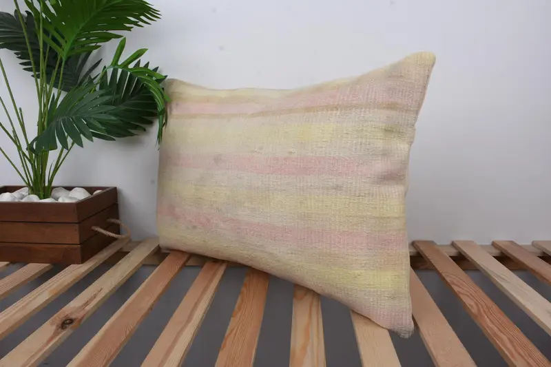 Vintage Pillow, Turkish Kilim Pillow, Accent Throw Cushion, Boho Pillow, Outdoor Throw Pillow Cover, Pillow Sham, 16x24 Beige Pillow - 5