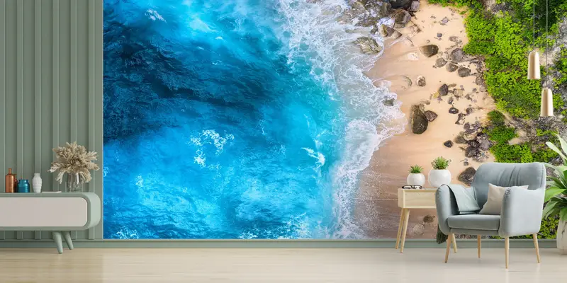 Elegant Printed Seascape Wallpaper: Transform Your Space with Ocean Waves