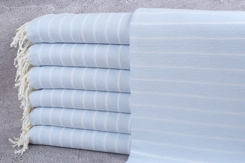 Organic Cotton Towels Baby Blue Striped, 40x71 Inches