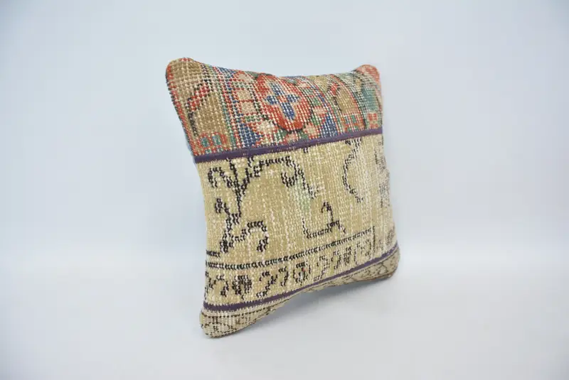 Outdoor Pillow Sham, Turkish Kilim Pillow, 14x14 Beige Pillow Case, Boho Pillow, Pillow Case, Kilim Pillow Cover, One Of A Kind Pillow Cover - 3