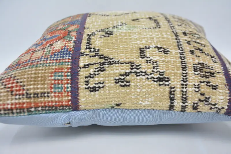 Outdoor Pillow Sham, Turkish Kilim Pillow, 14x14 Beige Pillow Case, Boho Pillow, Pillow Case, Kilim Pillow Cover, One Of A Kind Pillow Cover - 5