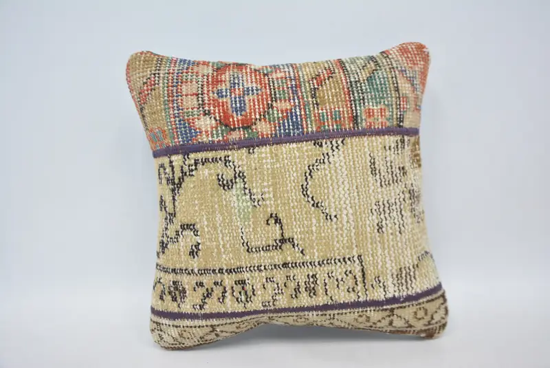 Outdoor Pillow Sham, Turkish Kilim Pillow, 14x14 Beige Pillow Case, Boho Pillow, Pillow Case, Kilim Pillow Cover, One Of A Kind Pillow Cover - 1