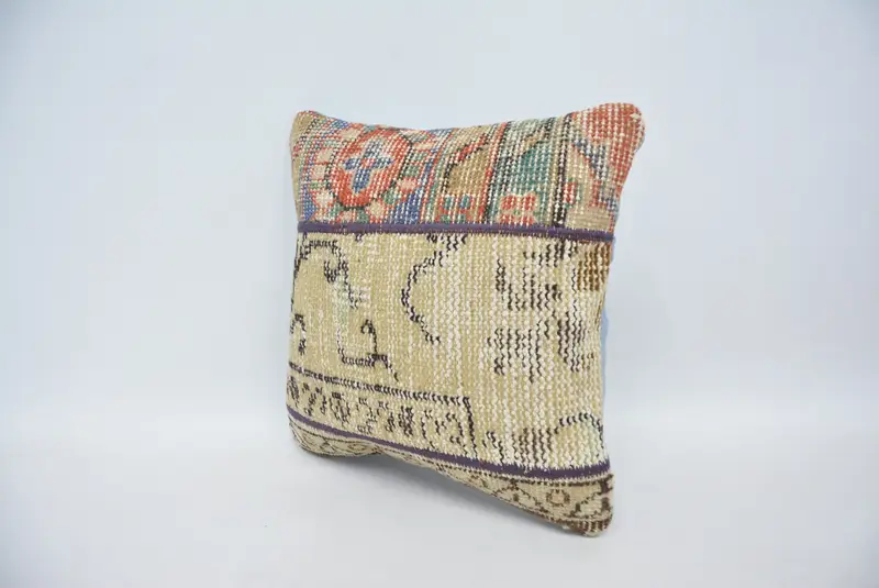 Outdoor Pillow Sham, Turkish Kilim Pillow, 14x14 Beige Pillow Case, Boho Pillow, Pillow Case, Kilim Pillow Cover, One Of A Kind Pillow Cover - 4