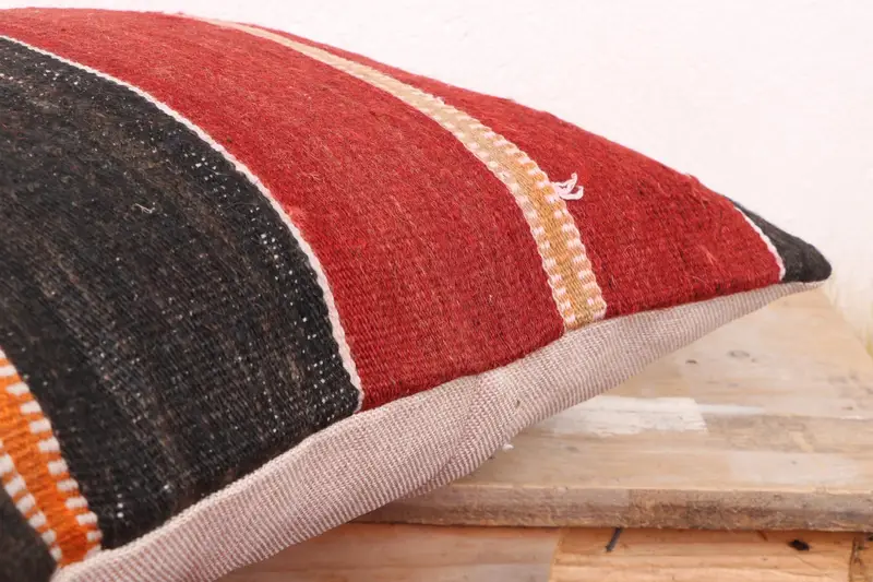 Kilim Pillow, Living Room Throw Pillow, 18x18 Red Cushion Cover, Handmade Kilim Cushion, Pillow for Sofa, Cushion Case, Aesthetic Pillow Cover - 6