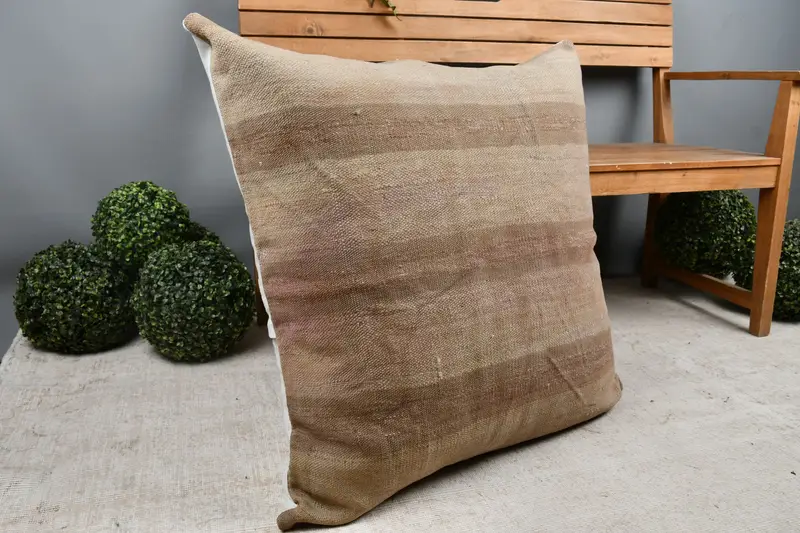 Ethnical Kilim Rug Pillow, Throw Kilim Pillow, Cushion, Outdoor Cushion Cover, Vintage Kilim Pillow, 32x32 Beige Pillow Cover - 7