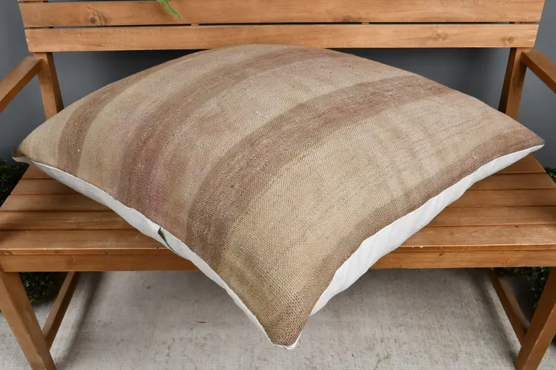 Ethnical Kilim Rug Pillow, Throw Kilim Pillow, Cushion, Outdoor Cushion Cover, Vintage Kilim Pillow, 32x32 Beige Pillow Cover - 2