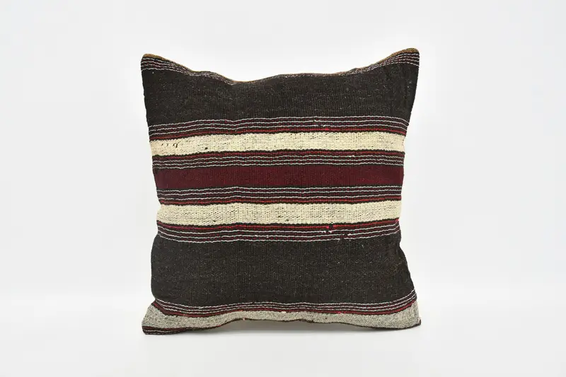 Cushion Cover, Handmade Pillow Sham, 20x20 Brown Pillow Sham, Handmade Kilim Cushion, Ethnical Kilim Rug Pillow, Pillow for Couch - 1
