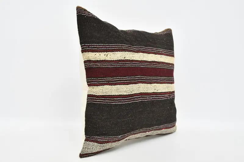 Cushion Cover, Handmade Pillow Sham, 20x20 Brown Pillow Sham, Handmade Kilim Cushion, Ethnical Kilim Rug Pillow, Pillow for Couch - 3