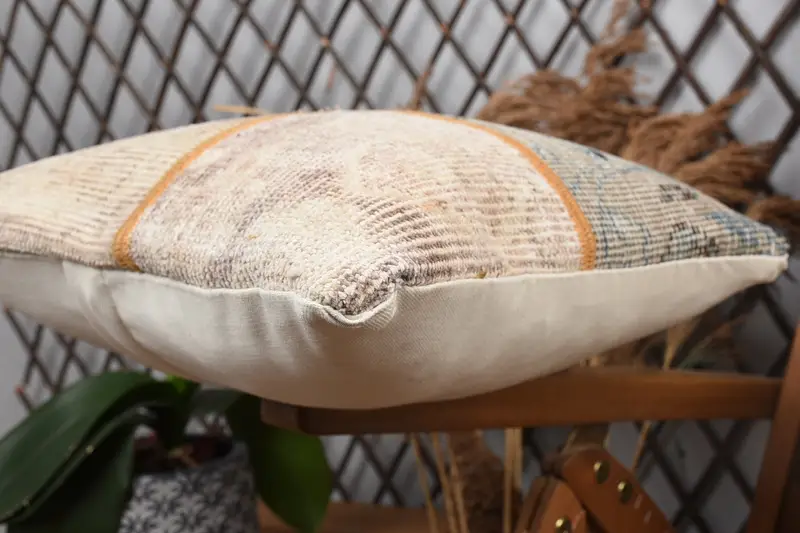Gift Pillow, Pillow, Kilim Cushion Sham, Turkish Kilim Pillow, 14x14 Blue Pillow Cover, Bolster Throw Cushion, Meditation Cushion Cover - 6