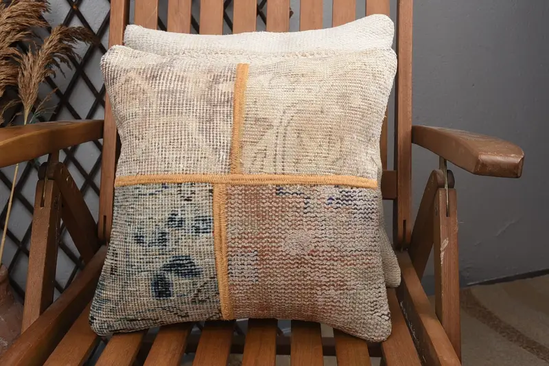 Gift Pillow, Pillow, Kilim Cushion Sham, Turkish Kilim Pillow, 14x14 Blue Pillow Cover, Bolster Throw Cushion, Meditation Cushion Cover - 3