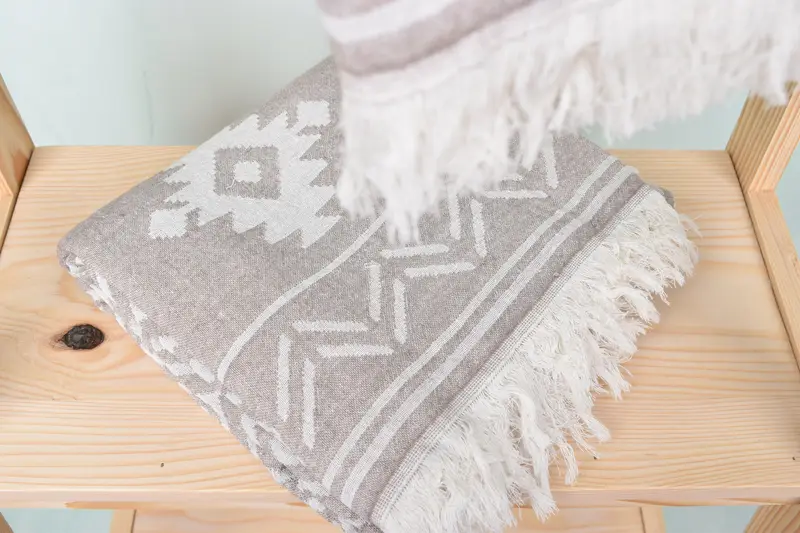 Organic Towel, Bridal Shower Gift, Bachelorette Party Gifts, 74x40 Cotton Geometric Towel, Monogram Turkish Towel, Travel Towel, Memorial Gift - 6
