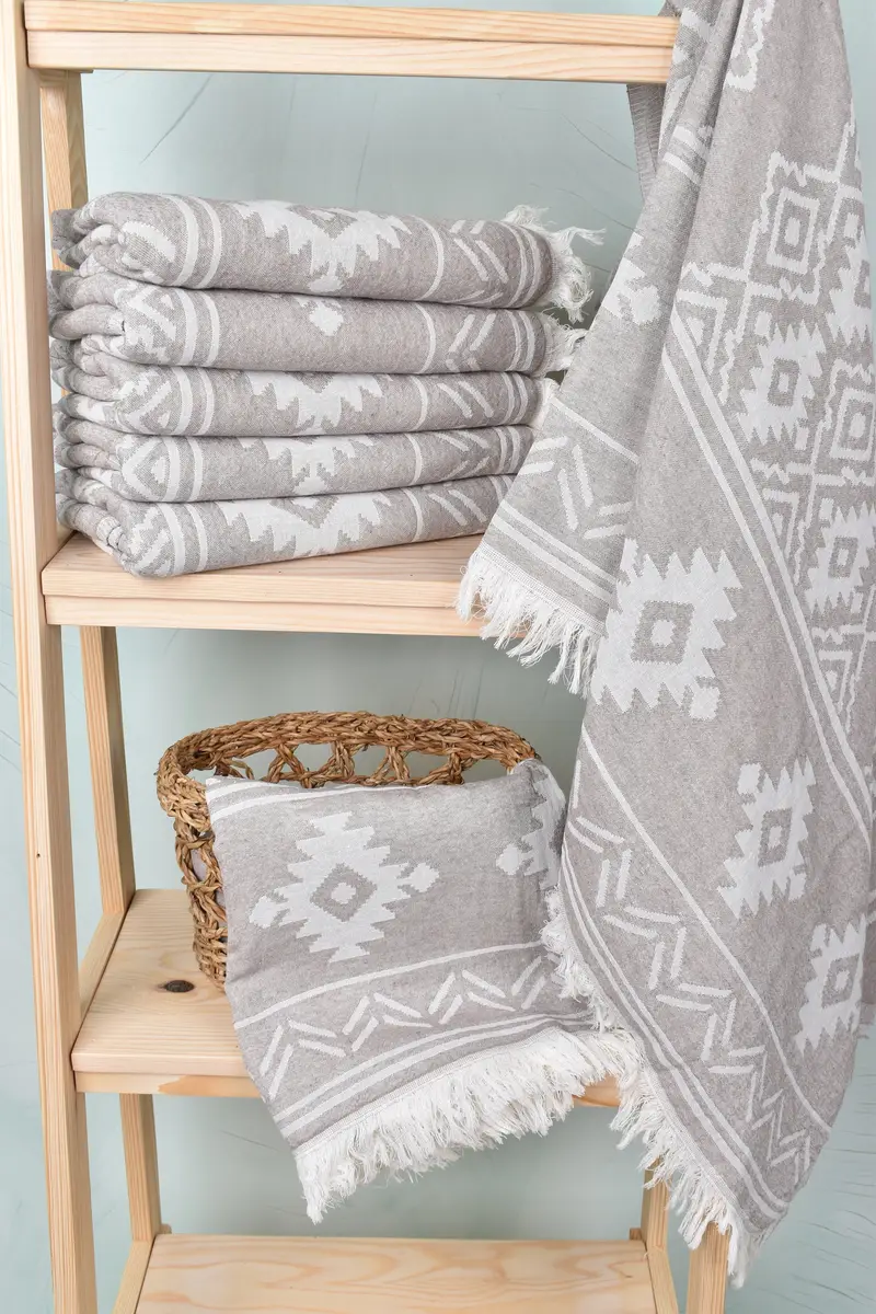 Organic Towel, Bridal Shower Gift, Bachelorette Party Gifts, 74x40 Cotton Geometric Towel, Monogram Turkish Towel, Travel Towel, Memorial Gift - 4