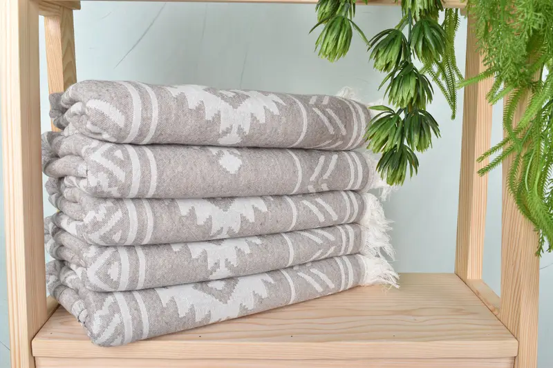 Organic Towel, Bridal Shower Gift, Bachelorette Party Gifts, 74x40 Cotton Geometric Towel, Monogram Turkish Towel, Travel Towel, Memorial Gift - 3