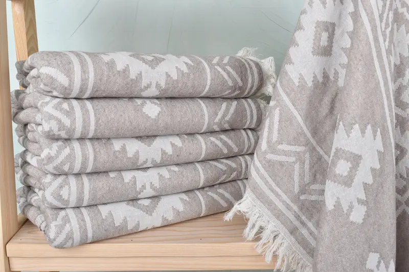 Organic Towel, Bridal Shower Gift, Bachelorette Party Gifts, 74x40 Cotton Geometric Towel, Monogram Turkish Towel, Travel Towel, Memorial Gift - 2