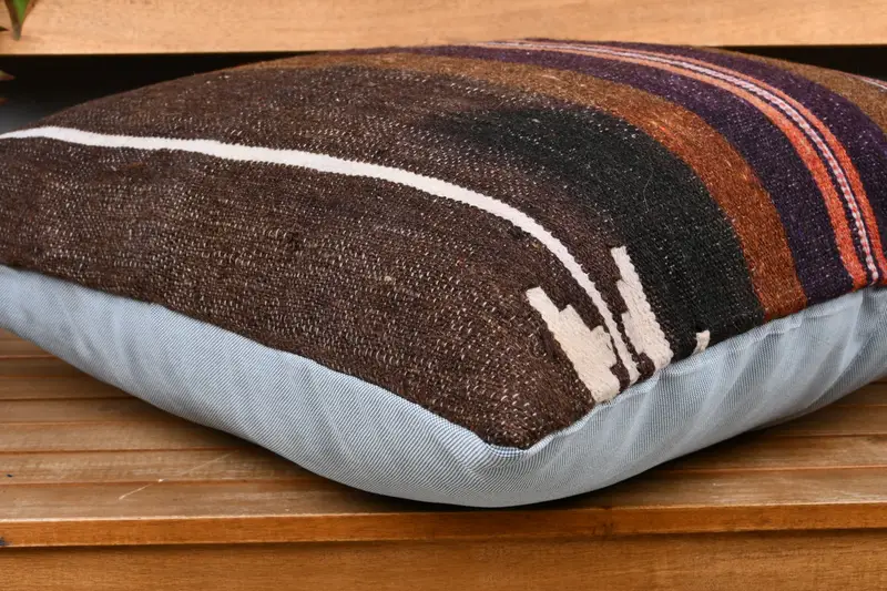 24x24 Brown Pillow, Vintage Pillow, Pillow Cover, Garden Cushion Cover, Bolster Throw Pillow Cover, Vintage Kilim Throw Pillow, Gift Pillow - 3