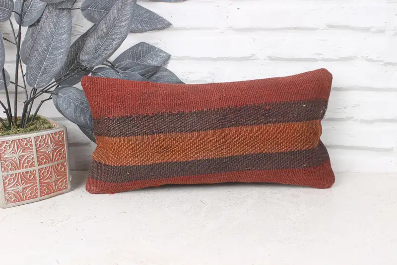 Wholesale Pillow Case, Boho Pillow Sham Cover, Pillow Sham, Accent Throw Cushion Cover, 8x16 Brown Pillow Sham, Vintage Pillow, Kilim Pillow Cover - 1
