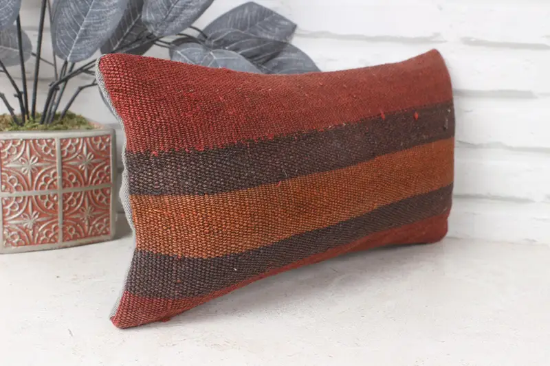 Wholesale Pillow Case, Boho Pillow Sham Cover, Pillow Sham, Accent Throw Cushion Cover, 8x16 Brown Pillow Sham, Vintage Pillow, Kilim Pillow Cover - 4