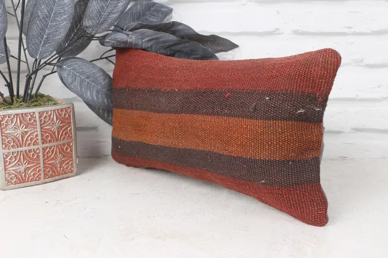 Wholesale Pillow Case, Boho Pillow Sham Cover, Pillow Sham, Accent Throw Cushion Cover, 8x16 Brown Pillow Sham, Vintage Pillow, Kilim Pillow Cover - 3