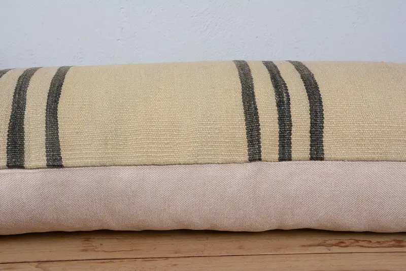 Ethnical Kilim Rug Pillow, Cushion Cover, 16x48 Beige Pillow Case, Office Chair Cushion Cover, Kilim Cushion Sham, Home Decor Pillow - 5