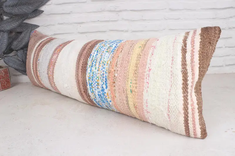 Pillow, Boho Pillow, Gift Pillow, Vintage Kilim Pillow Pillow, Meditation Pillow Case, Kilim Cushion Sham, 12x36 White Cushion Case - 4