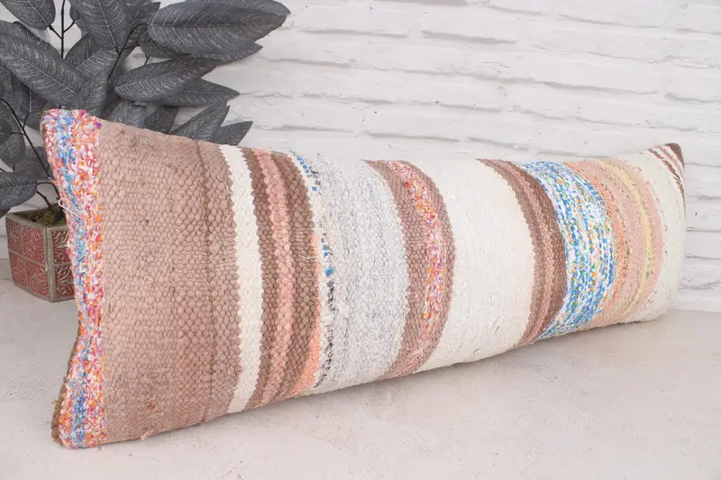 Pillow, Boho Pillow, Gift Pillow, Vintage Kilim Pillow Pillow, Meditation Pillow Case, Kilim Cushion Sham, 12x36 White Cushion Case - 3