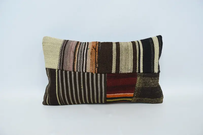 Housewarming Gift Vintage Striped Pillow Case, 12x20 inch Moroccan Brown Southwestern Pillow Cover - 1