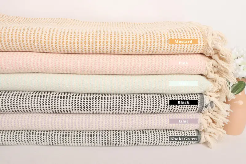 92x76 Cotton Geometric Towel, Housewarming Gift, Gift For Him, Wedding Favors, Wedding Anniversary Gift, Turkish Beach Blanket, Turkish Blanket - 1