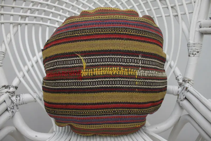 Bestickter Vintage Kissenbezug, gestreiftes 16x16 rosa Wurfkissen