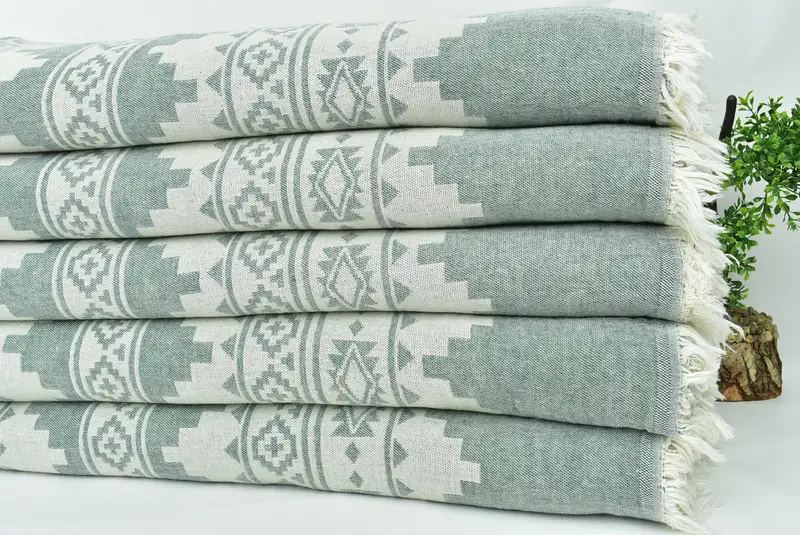 92x80 Cotton Kilim Towel, Boho Throw Blankets, Monogram Blanket, Bachelorette Favor, Bachelorette Gifts, Best Friend Wedding Gift, Turkish Bedcover - 4