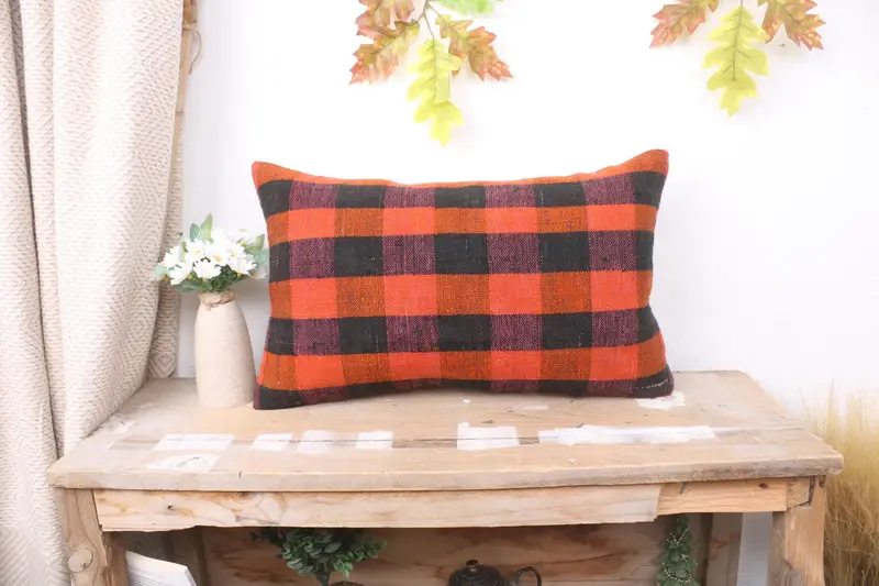Anatolian Cushion Cover, Oriental Pillow Sham, Pillow Case, 12x20 Red Pillow, Home Decor Pillow, Pillow for Couch, Pillow for Sofa - 1