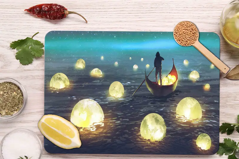 Tabla de cortar de vidrio iluminada por la luna: moderna, segura e higiénica