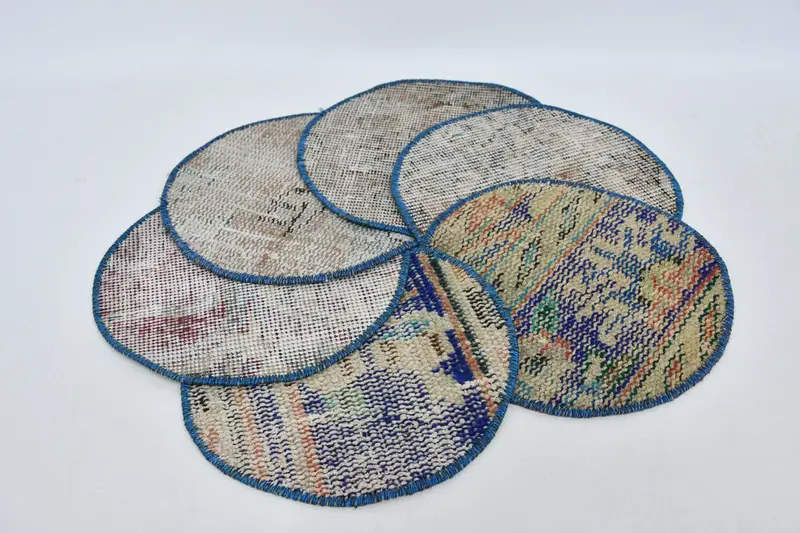 ボヘミアン サークル プレースマット、オレンジ & ブロンズ コットン ウール デコレーション