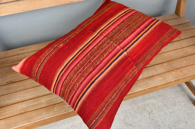 20x28 Red Pillow Sham, Turkish Corner Pillow Sham, Kilim Pillow, Home Decor Pillow, Pillow, Office Chair Cushion Cover, Throw Kilim Pillow - 2