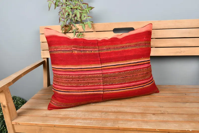 20x28 Red Pillow Sham, Turkish Corner Pillow Sham, Kilim Pillow, Home Decor Pillow, Pillow, Office Chair Cushion Cover, Throw Kilim Pillow - 1