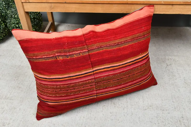 20x28 Red Pillow Sham, Turkish Corner Pillow Sham, Kilim Pillow, Home Decor Pillow, Pillow, Office Chair Cushion Cover, Throw Kilim Pillow - 7