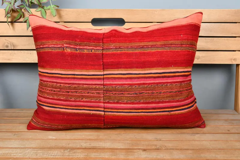 20x28 Red Pillow Sham, Turkish Corner Pillow Sham, Kilim Pillow, Home Decor Pillow, Pillow, Office Chair Cushion Cover, Throw Kilim Pillow - 6