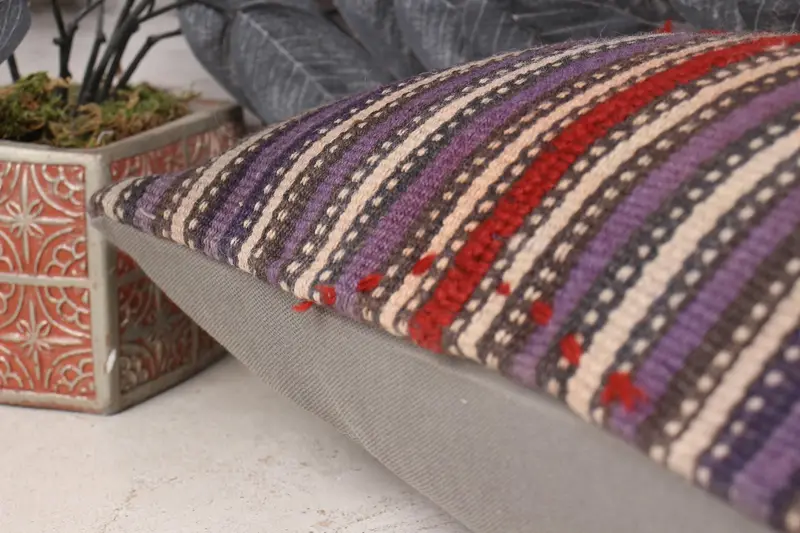 Art Deco Cushion Case, 12x24 Purple Cushion, Pillow Case, Home Decor Pillow, Decorative Cushion, Kilim Cushion Sham, Chair Pillow, Antique Pillows - 7