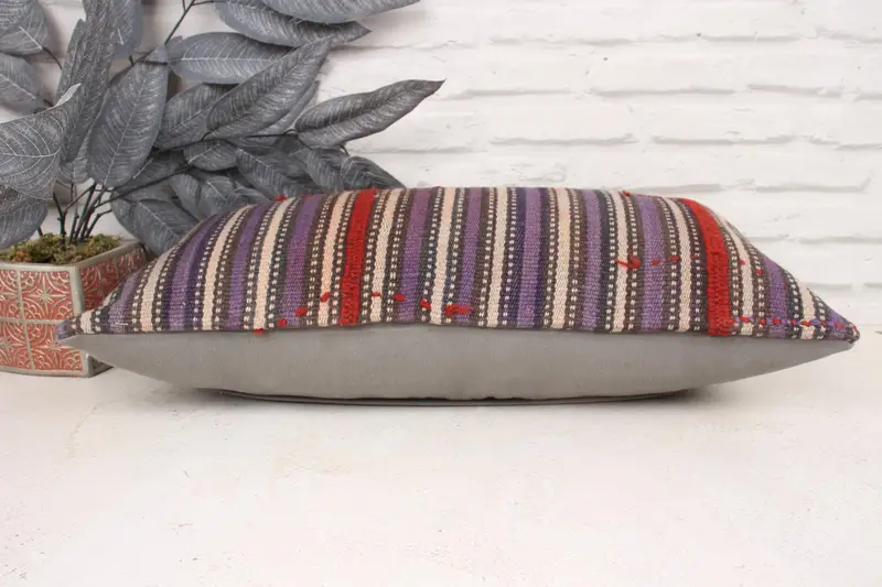 Art Deco Cushion Case, 12x24 Purple Cushion, Pillow Case, Home Decor Pillow, Decorative Cushion, Kilim Cushion Sham, Chair Pillow, Antique Pillows - 5