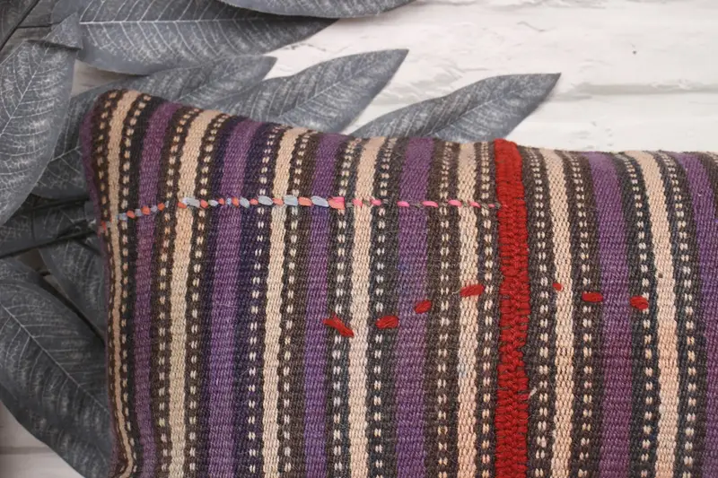 Art Deco Cushion Case, 12x24 Purple Cushion, Pillow Case, Home Decor Pillow, Decorative Cushion, Kilim Cushion Sham, Chair Pillow, Antique Pillows - 2