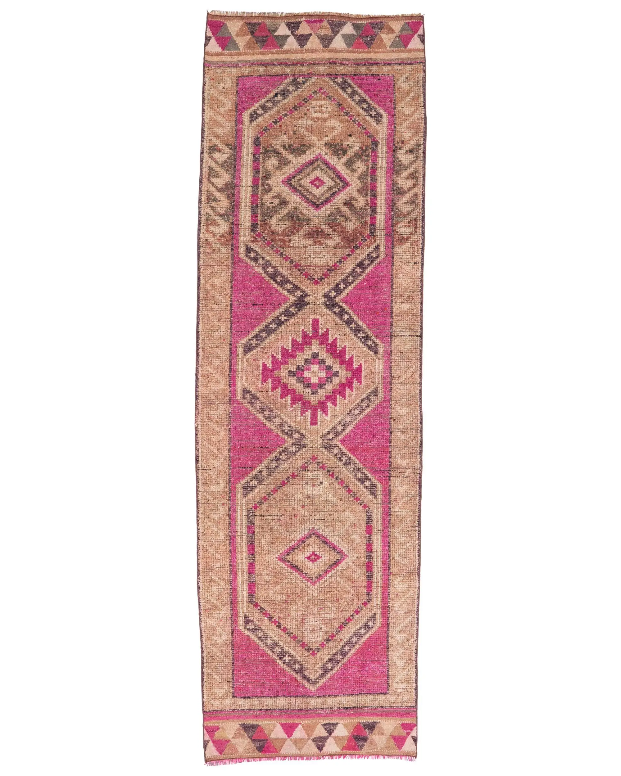 Vintage Runner Rug, 2.8x9.6 ft Turkish Rug, Brown Herki Wool Rug - 1
