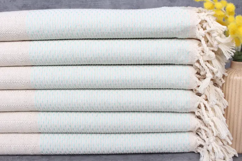 Wedding Gift Towel Organic Beach Towel Mint Linen Peshtemal, 40x71 Inches