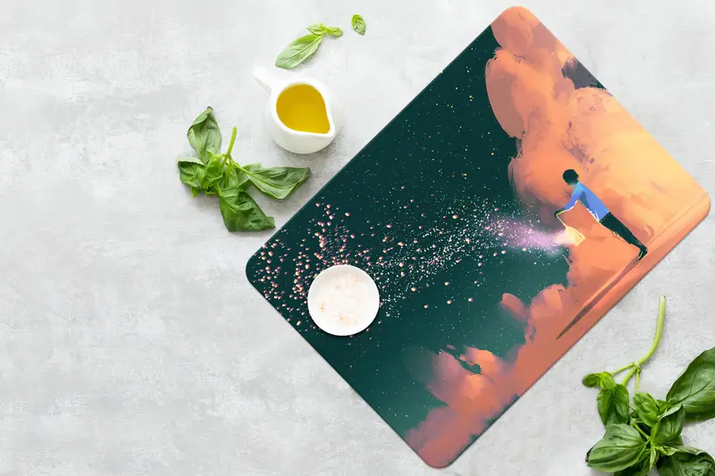 星空ガラスまな板、コンテンポラリーキッチンエッセンシャル